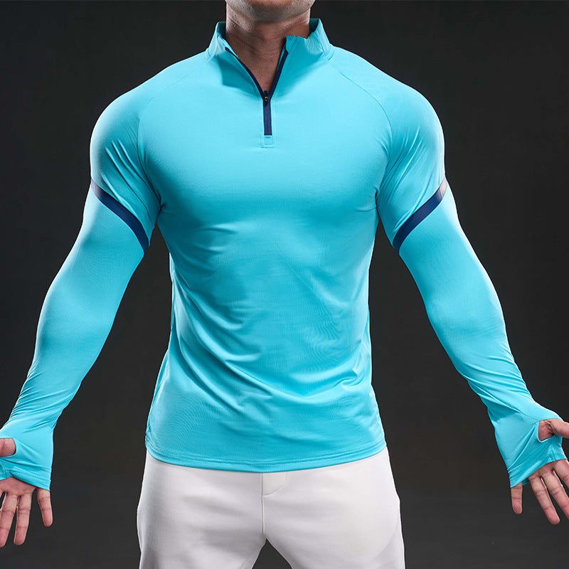 Herren Funktionsshirt Langarm Stehkragen Sportlich Modern