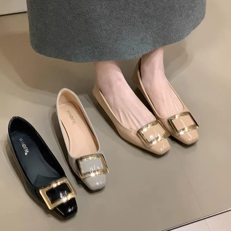 Damen Ballerinas Elegante Lack Schnalle Schuhe - BerlinGlamour