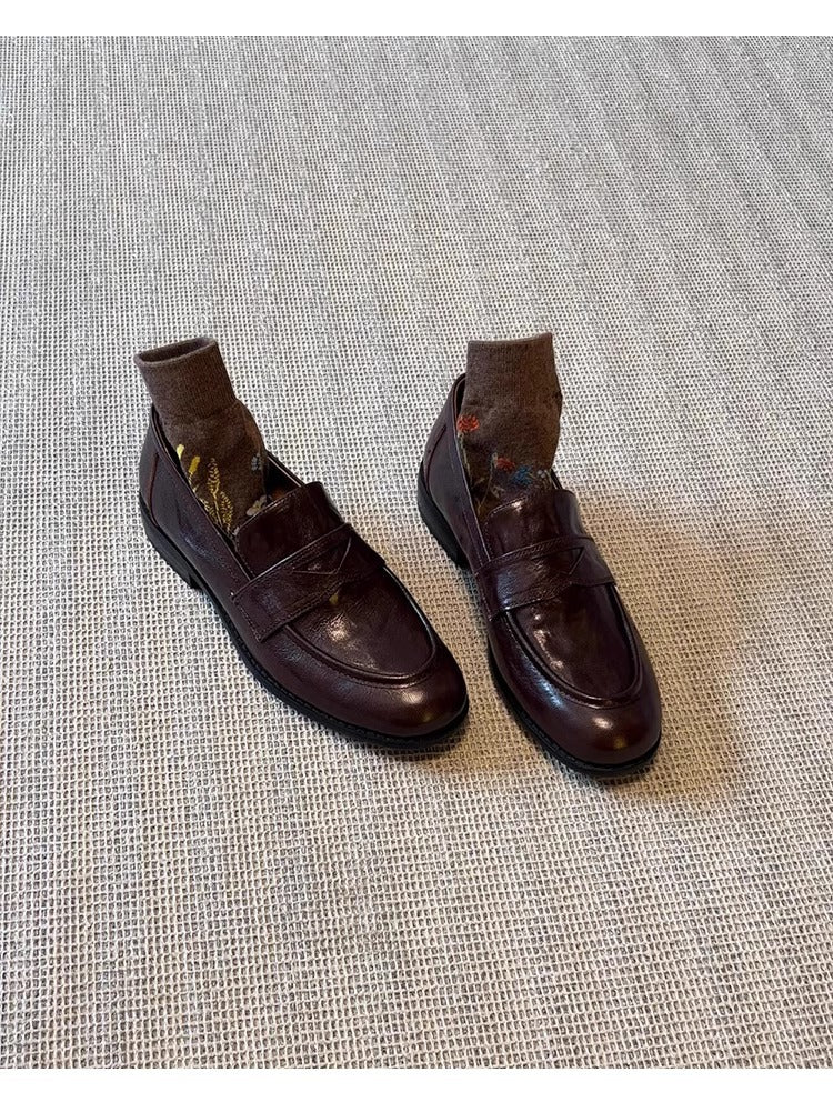 Damen Mokassins Leder Elegante Schlupfschuhe Schwarz