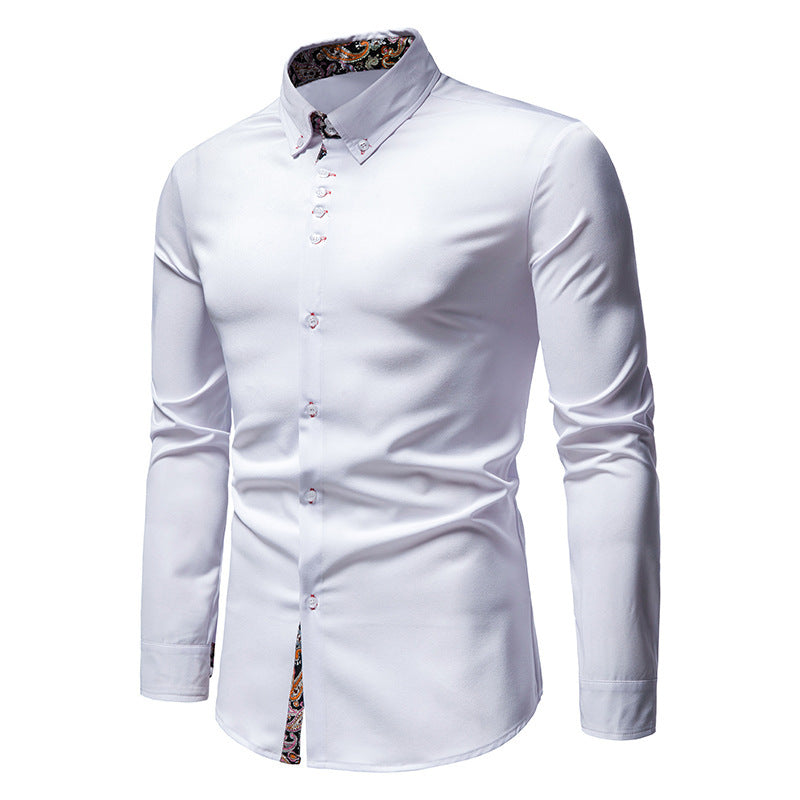 Elegantes Herren Langarmhemd Paisley Muster Modern