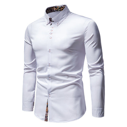 Elegantes Herren Langarmhemd Paisley Muster Modern