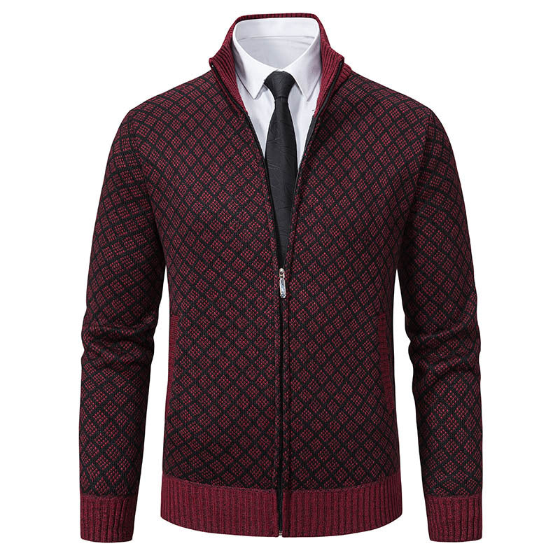 Herren Strickjacke Modisch Zopfmuster Reißverschluss