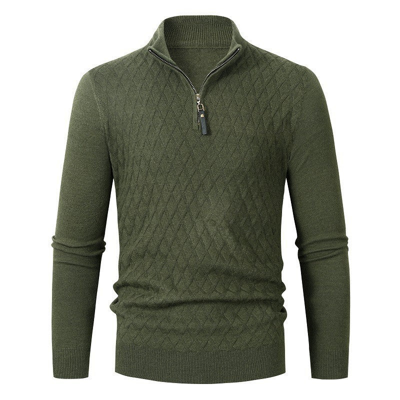Herren Strickpullover Rautenmuster Reißverschluss Modern