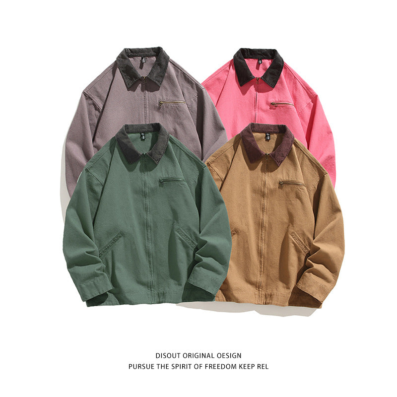 Herren Lederjacke Übergangsjacke Robust Mit Stehkragen