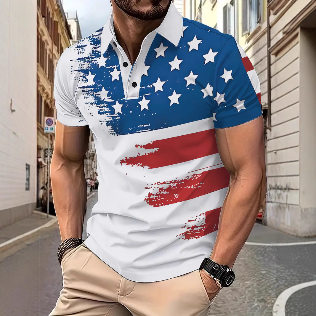 Herren Poloshirt Sportlich Flaggenmotiv Modern - BerlinGlamour