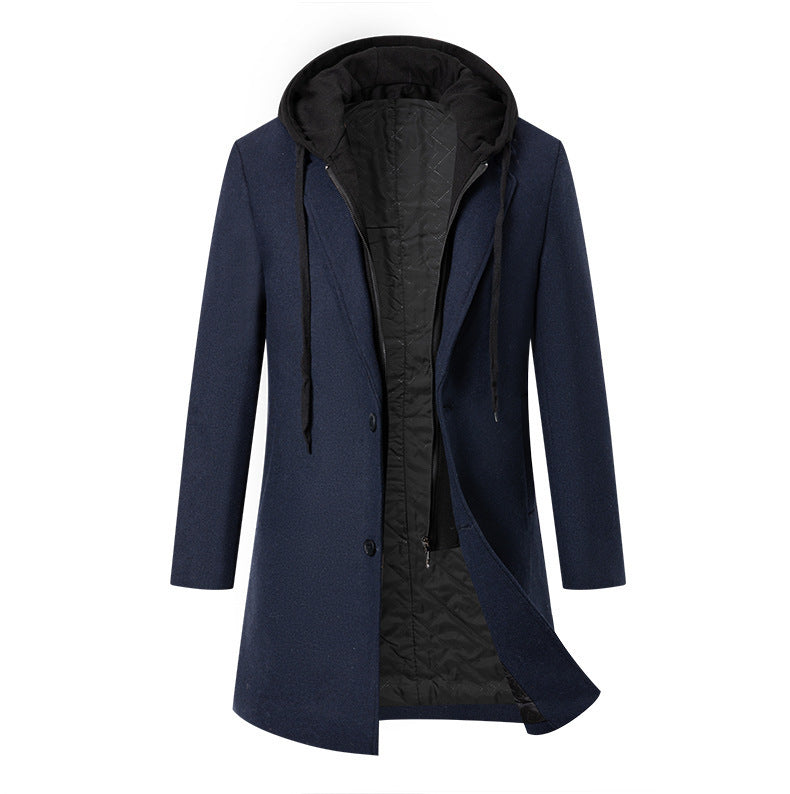 Herren Mantel Übergangsjacke Elegant Mit Abnehmbarer Kapuze