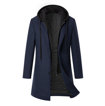 Herren Mantel Übergangsjacke Elegant Mit Abnehmbarer Kapuze