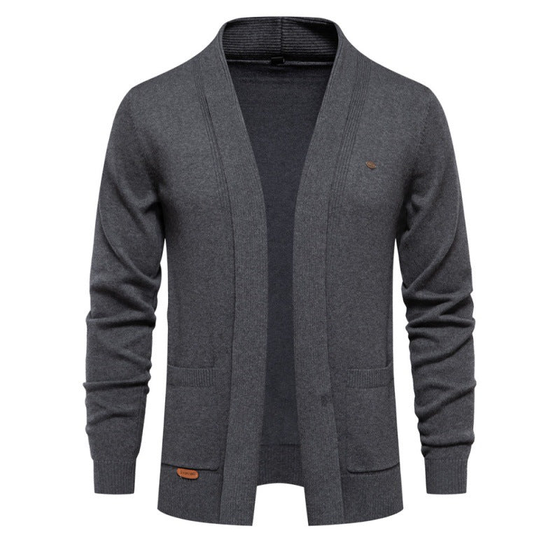 Herren Cardigan V-Ausschnitt Lässig Grau Modern