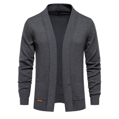 Herren Cardigan V-Ausschnitt Lässig Grau Modern