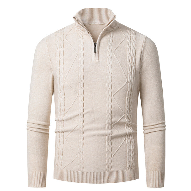 Herren Strickpullover Stehkragen Zopfmuster Modern