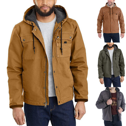 Herren Arbeitsjacke Lässig Kapuze Gemütlich - BerlinGlamour