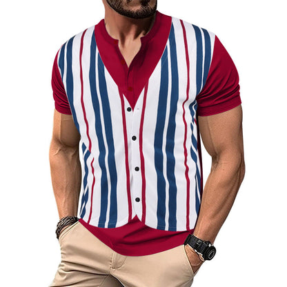 Herren Kurzarm-Shirt Modern Gestreift Trendig