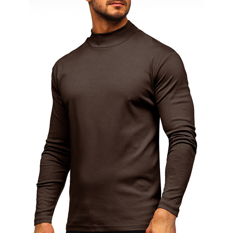 Herren Langarmshirt Rollkragen atmungsaktiv Baumwolle