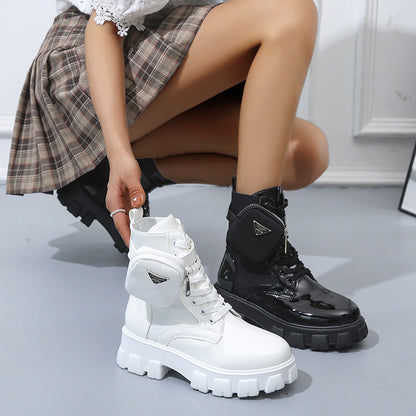 Damen Stiefel High-Top Robust Reißverschluss Schwarz