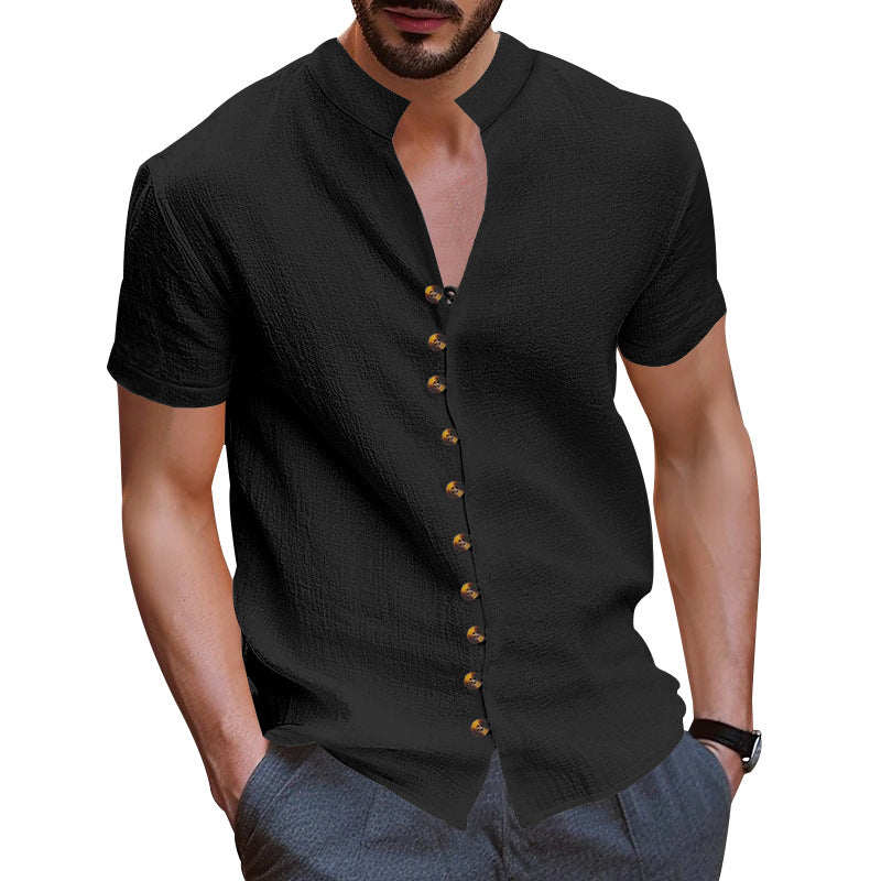 Herren Kurzarmhemd Modern Knopfdesign Slim Fit