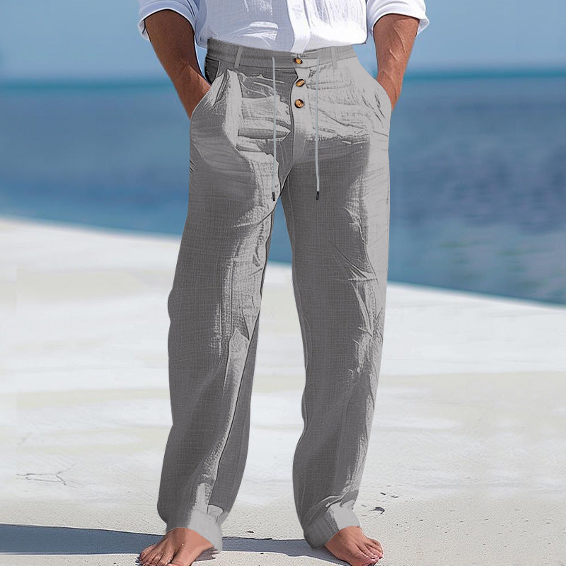 Herren Strandhose Bequem Elastisch Mit Knopfverschluss