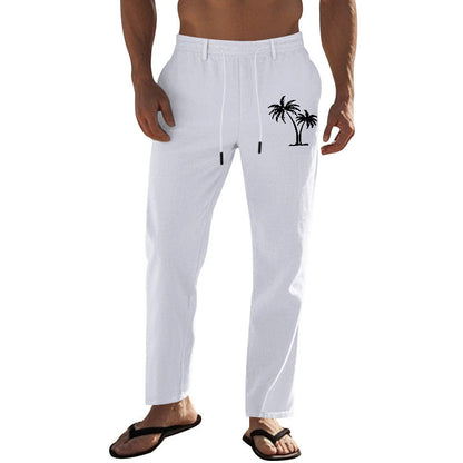 Herren Leinenhose Leicht Mit Kordelzug Sommer