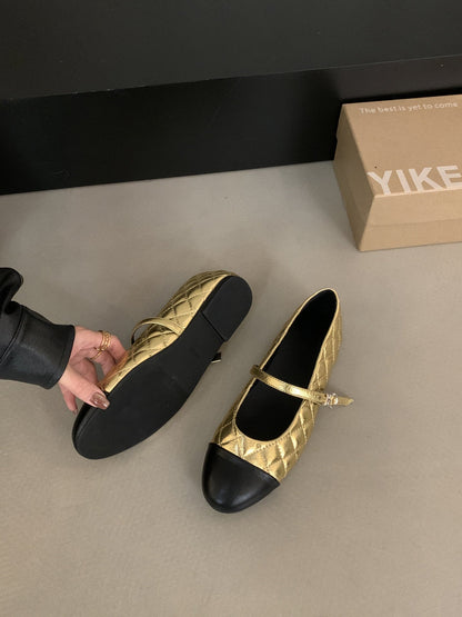 Damen Ballerinas Elegante Riemen Schuhe Glitzer