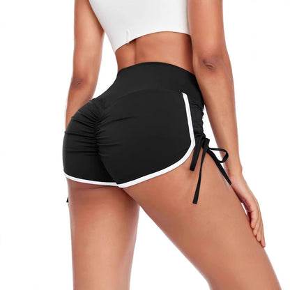 Damen Sport Shorts High Waist mit Rüschen Detail