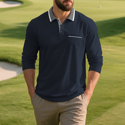 Herren Polo-Shirt Langarm Atmungsaktiv Modern