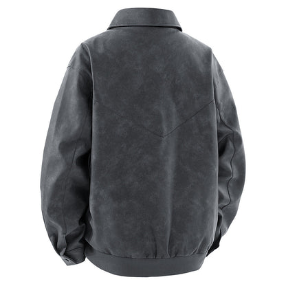 Herren Lederjacke Modern Schnitt mit Taschen Schwarz