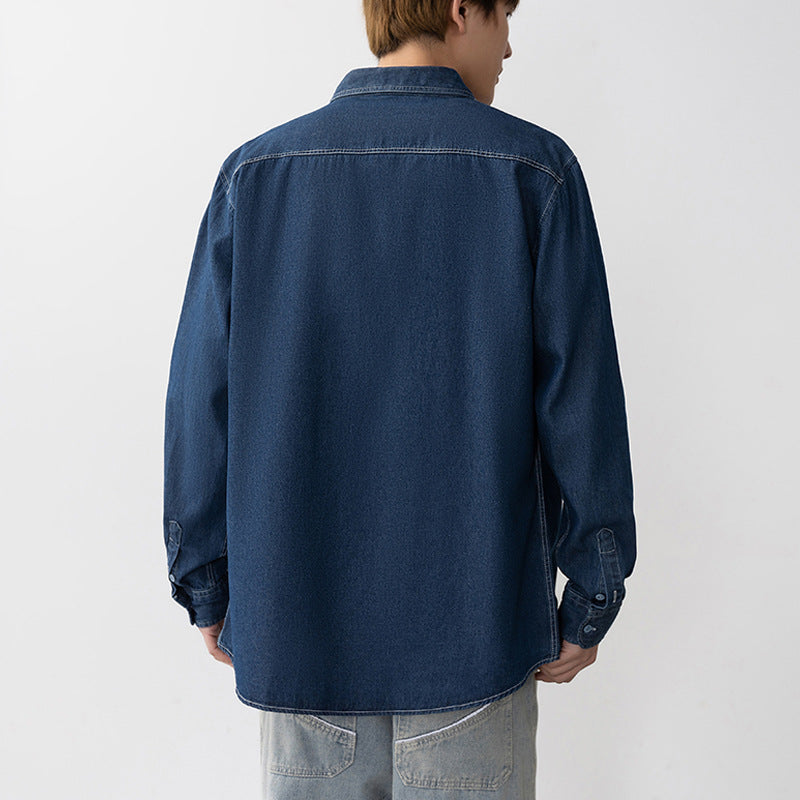 Herren Jeanshemd Lässig mit Klappentaschen Modern