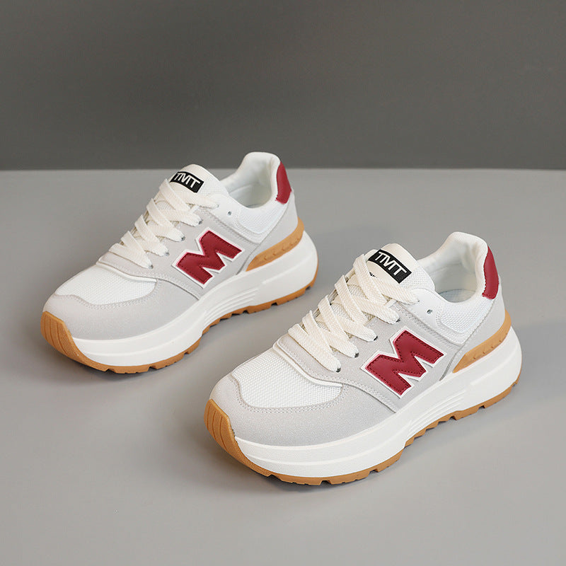 Damen Sneaker Bequem Laufsohle Dick Mode