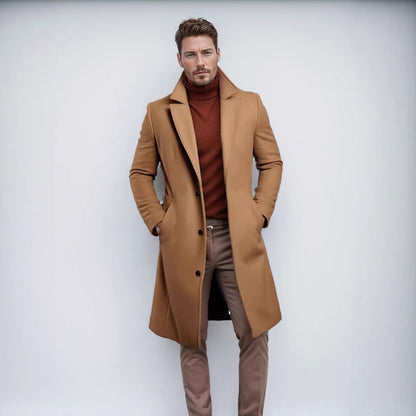 Eleganter Herren Langmantel mit Struktur und Taschen