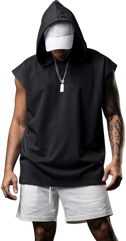 Herren Tanktop mit Kapuze, Sportlich, Kängurutasche