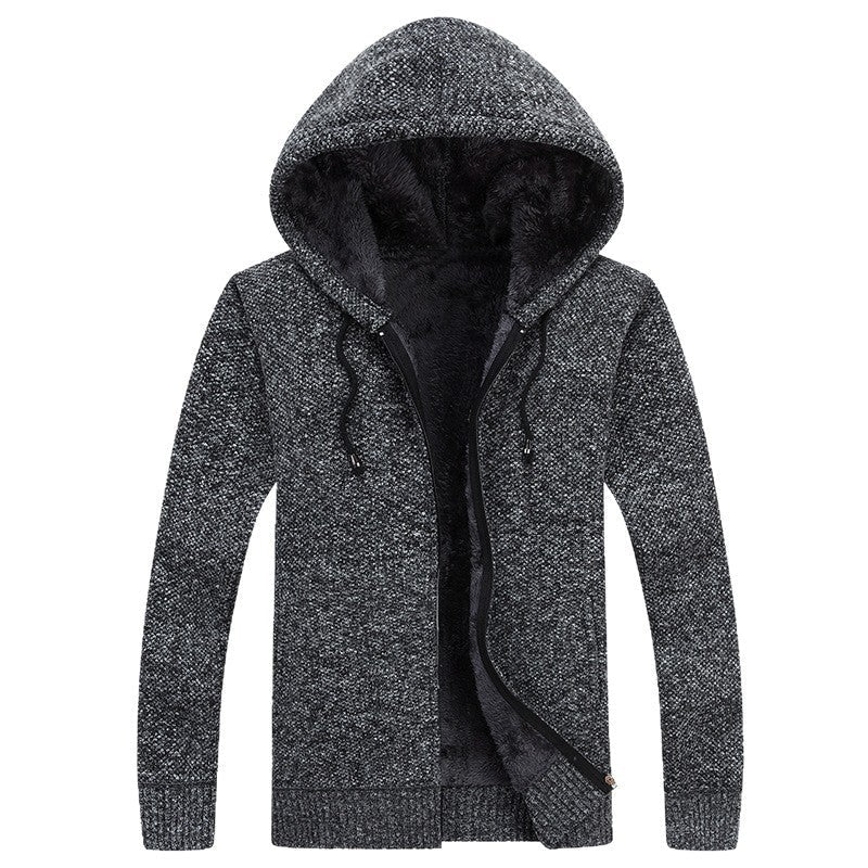 Herren Fleecejacke Bequem Warm mit Kapuze