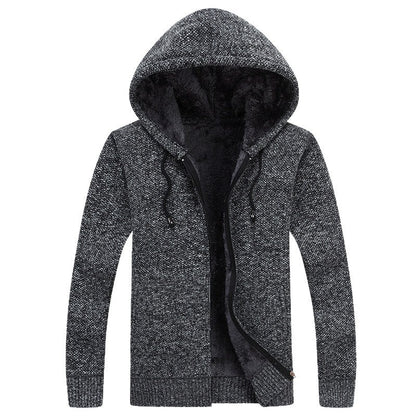 Herren Fleecejacke Bequem Warm mit Kapuze