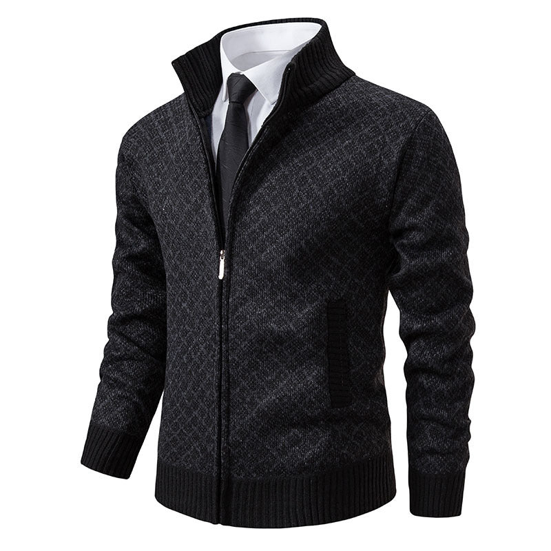 Herren Strickjacke Modern Grafik Design Zipper