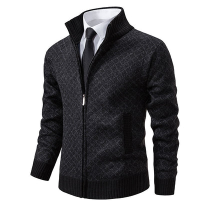 Herren Strickjacke Modern Grafik Design Zipper