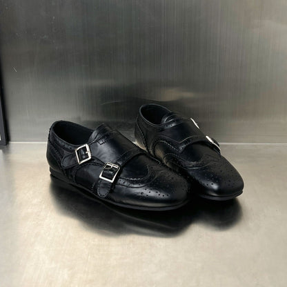 Damen Mokassins Elegant Perforiert mit Schnallen