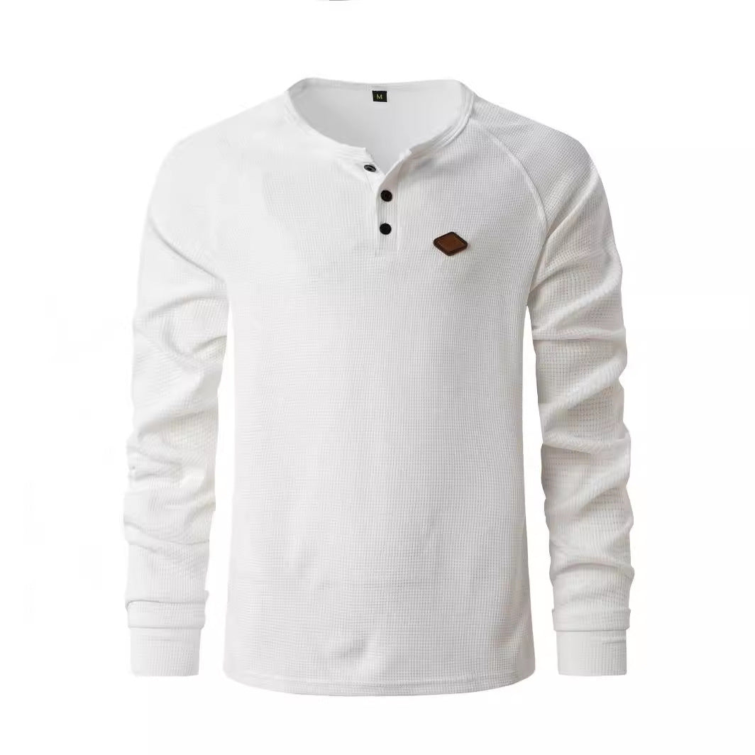 Herren Langarmshirt Strukturiert Knopfdetails Modern