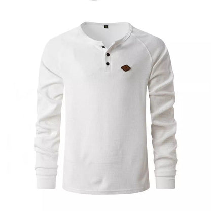 Herren Langarmshirt Strukturiert Knopfdetails Modern
