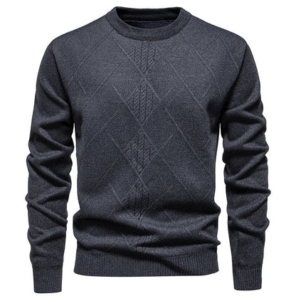 Herren Strickpullover Fein Strukturiert Rundhals