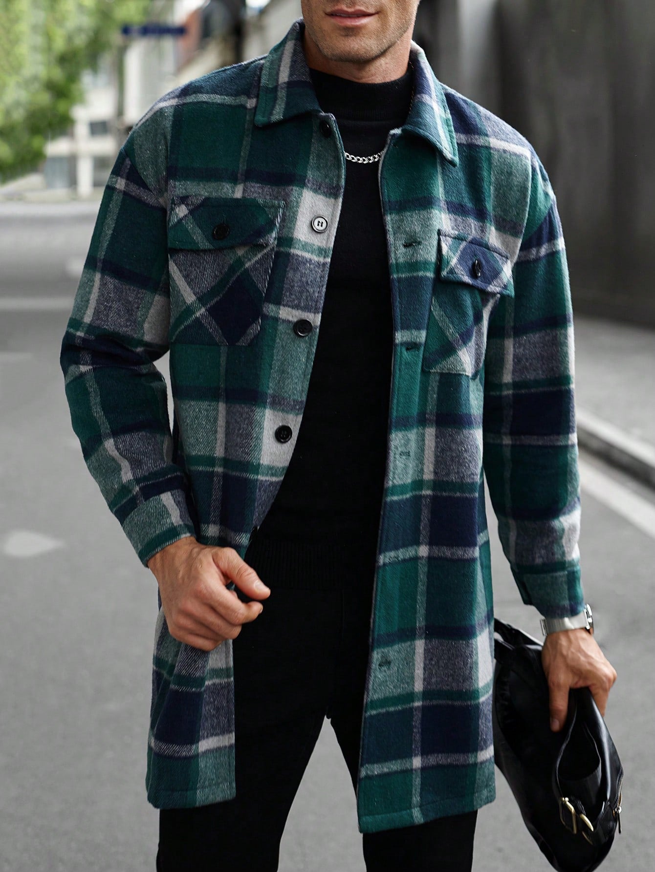 Herren Flanellhemd Jacke Karo Modern mit Taschen