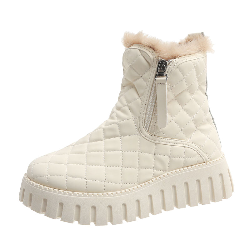 Damen Winterstiefel Flauschig Mit Reißverschluss