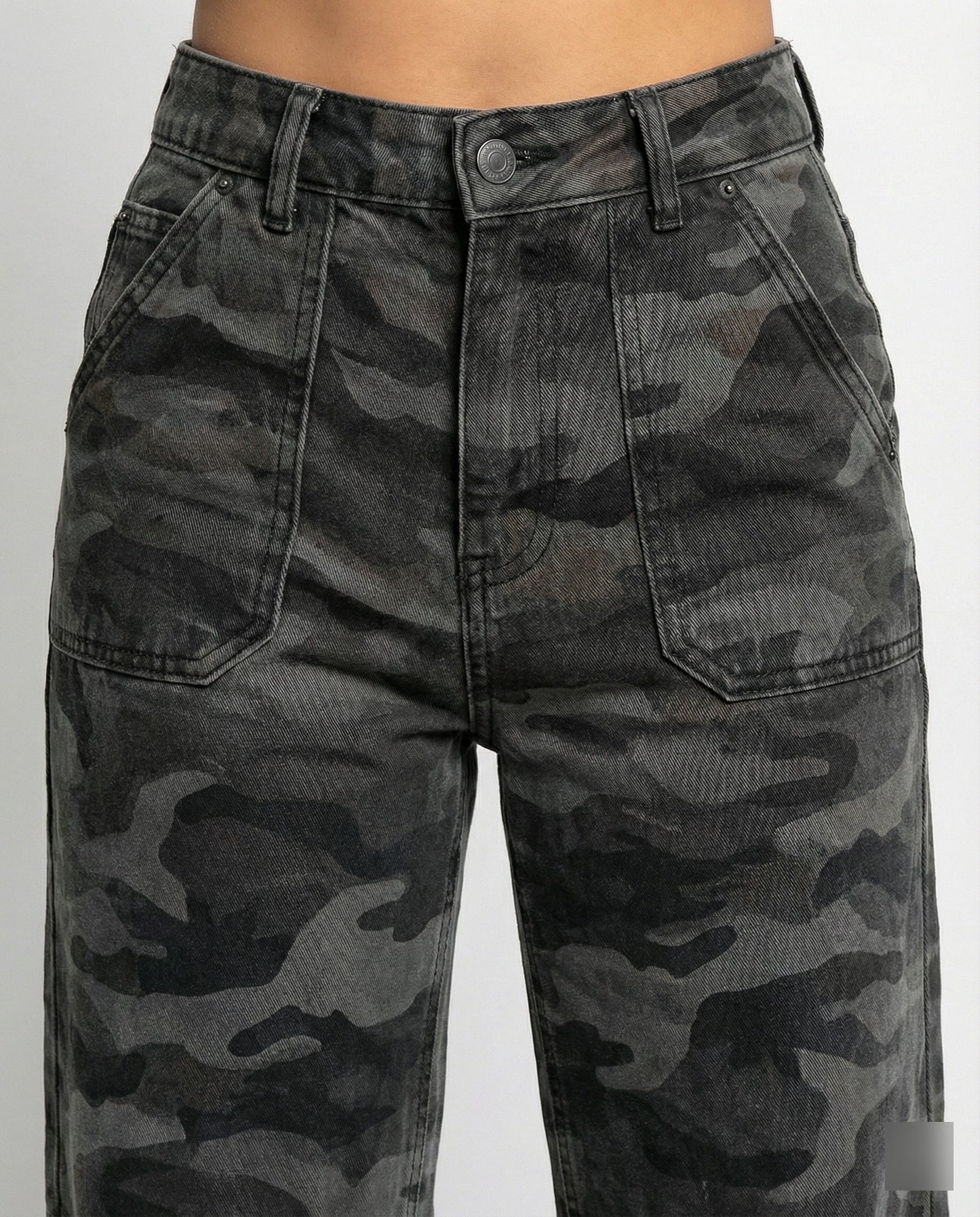 Extraweite Damen Palazzo-Hose Camouflage Größe XL Hochwand