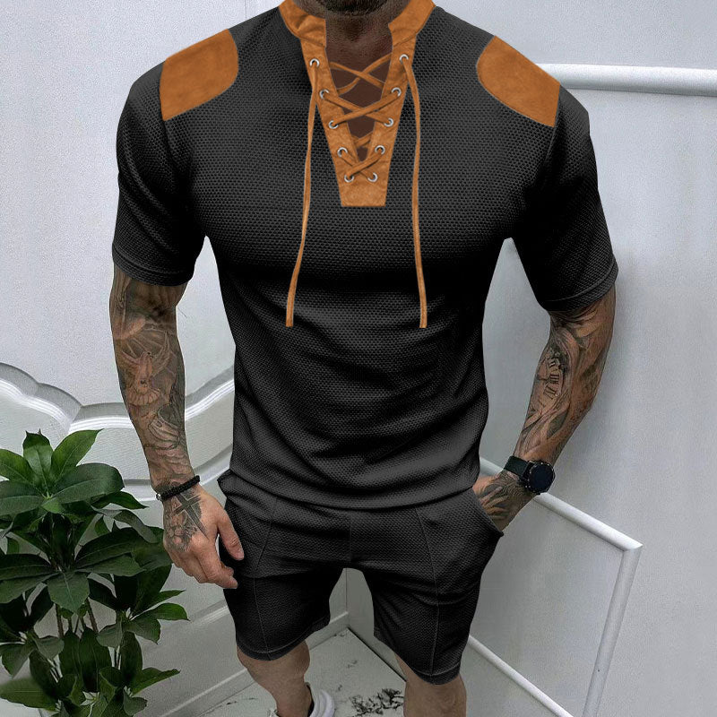 Herren Sport-T-Shirt Atmungsaktiv Schnürdesign Modern
