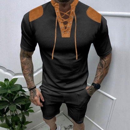 Herren Sport-T-Shirt Atmungsaktiv Schnürdesign Modern