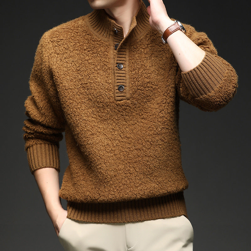 Herren Pullover Struktur Oberfläche Knopfverschluss Modern