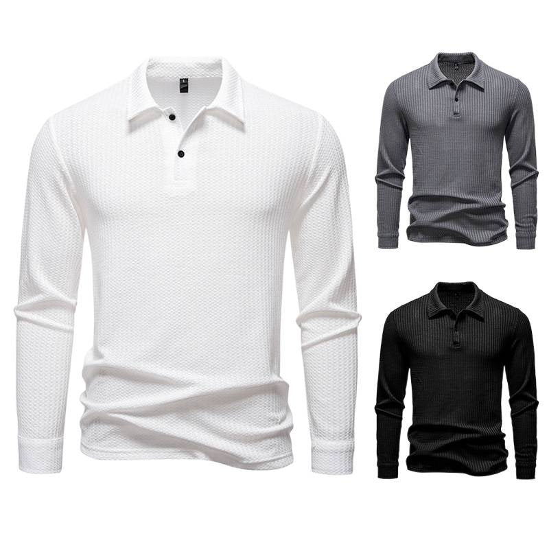Herren Polohemd Modern mit Struktur und Flachkragen