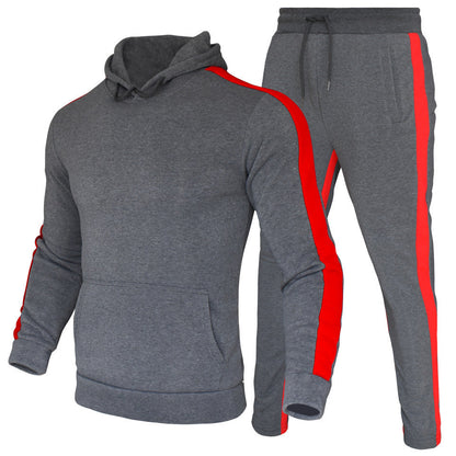 Herren Sport Set Kapuzen Sweatshirt Jogginghose Grau Komfort