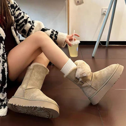 Damen Winterstiefel Kuschelig Weich mit Riemen Soft Innenschuh - BerlinGlamour