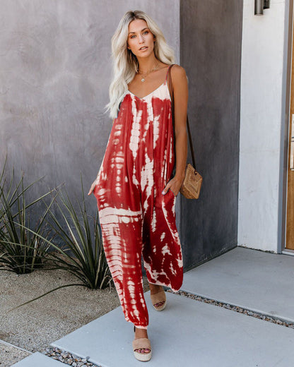 Damen Maxijumpsuit Leicht Tie-Dye Sommer