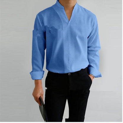 Herren Hemd Langarm Moderner Mandarin Kragen Elegantes Design - BerlinGlamour