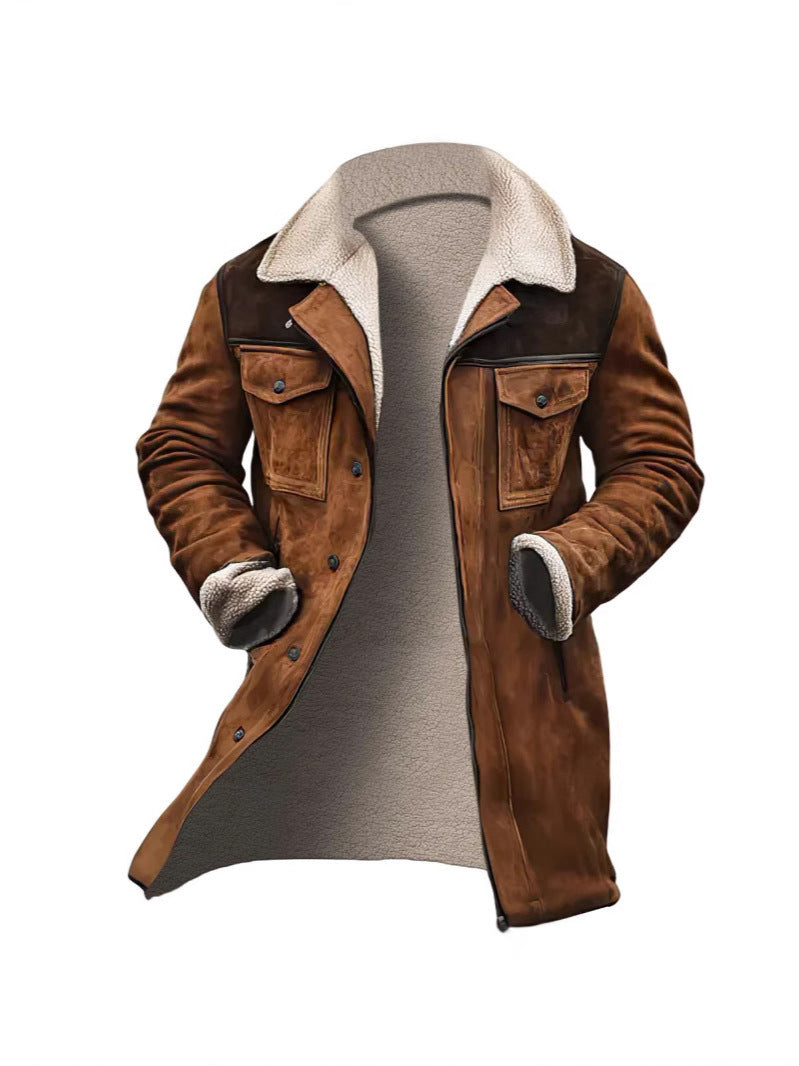 Herren Lederjacke Warm Wildleder mit Fleecefutter Stylish