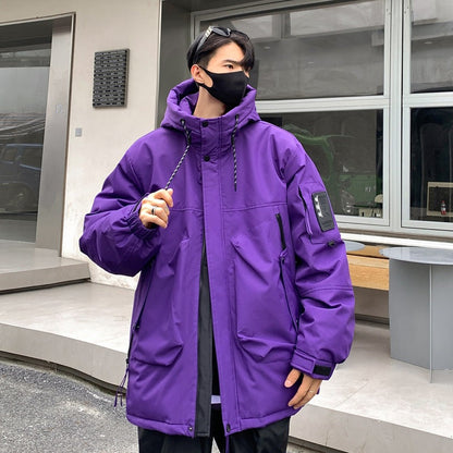Herren Winterjacke Isoliert Warm mit Taschen und Verstellbarer Kapuze